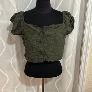 Aeropostale, Olive Green, Eyelet, Cropped Top, Size XL